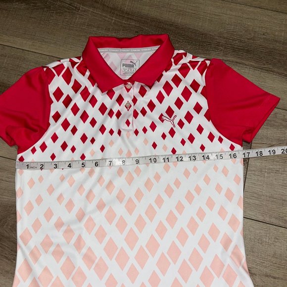 PUMA GOLF Women's Pink White Red Print Polo Shirt Size Small ~ EUC - Picture 10 of 11